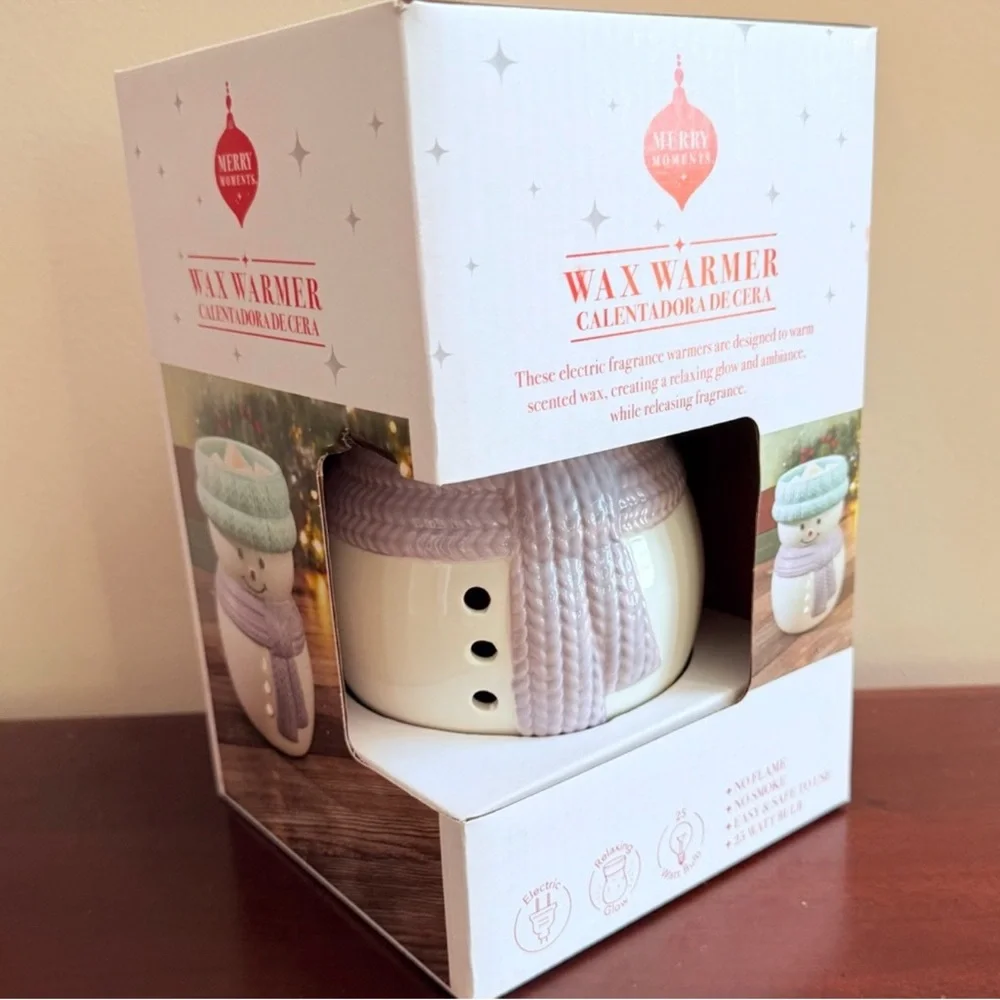 New Aldi Merry Moments White Snowman w/ Scarf Winter Wonderland Wax Warmer